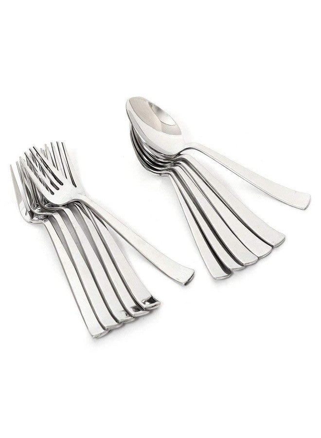KC Stainless Steel Spoon Set, 12 Pieces, Indian Kitchen Utensils (6 Spoons and 6 Forks Set) - Image 2